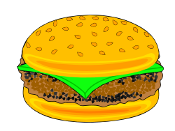 Hamburger Clipart with Green Bun - Tasty Visuals for Your Projects