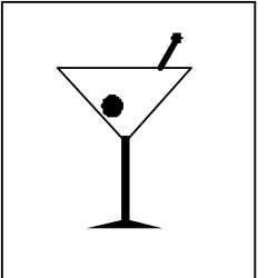 Martini Silhouette Clipart: Elegant Black and White Design