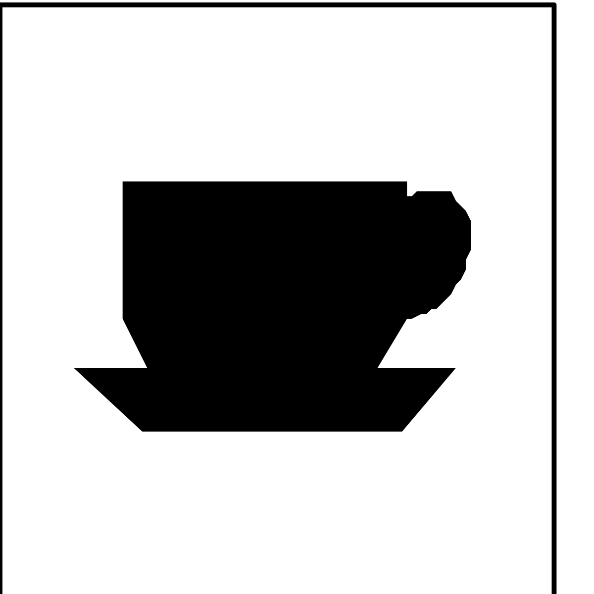 Map Outline Clipart - Black-Outlined White Square Design