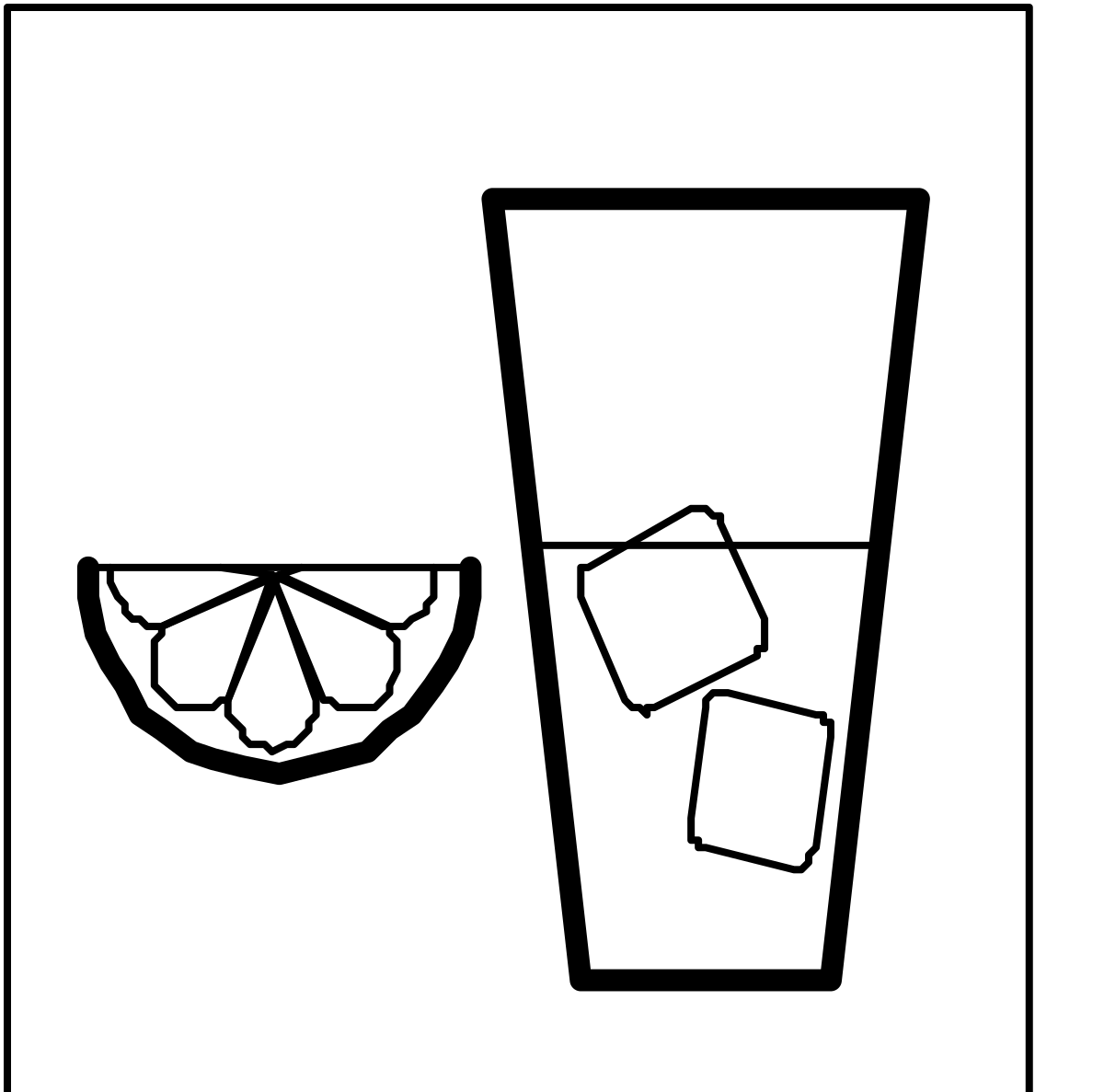 Glass of Ice and Orange Slice - Refreshing Drink Clipart