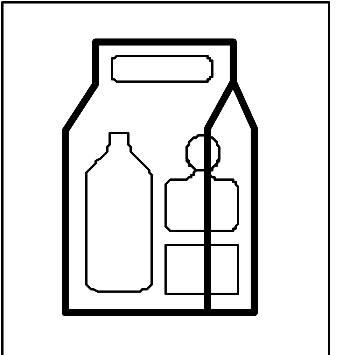 Black and White Bottle of Milk Clipart Icon