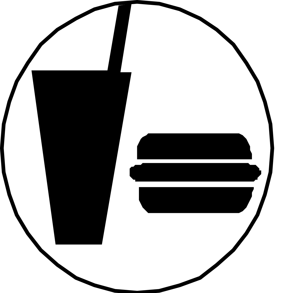 Hamburger and Drink Clipart - Delicious Fast Food in a Circle