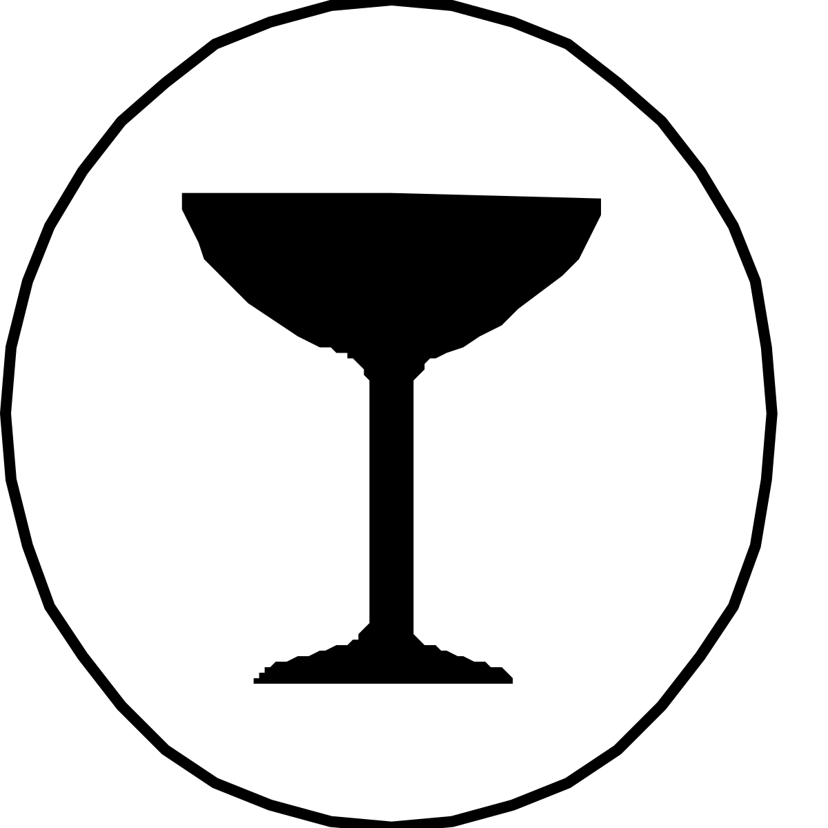 Cocktail Silhouette Clipart: Elegant White Design in Circular Frame