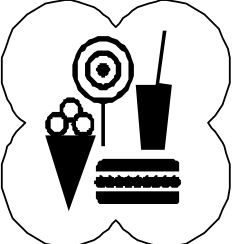 Burger and Coffee Icon Clipart: White Minimalist Design