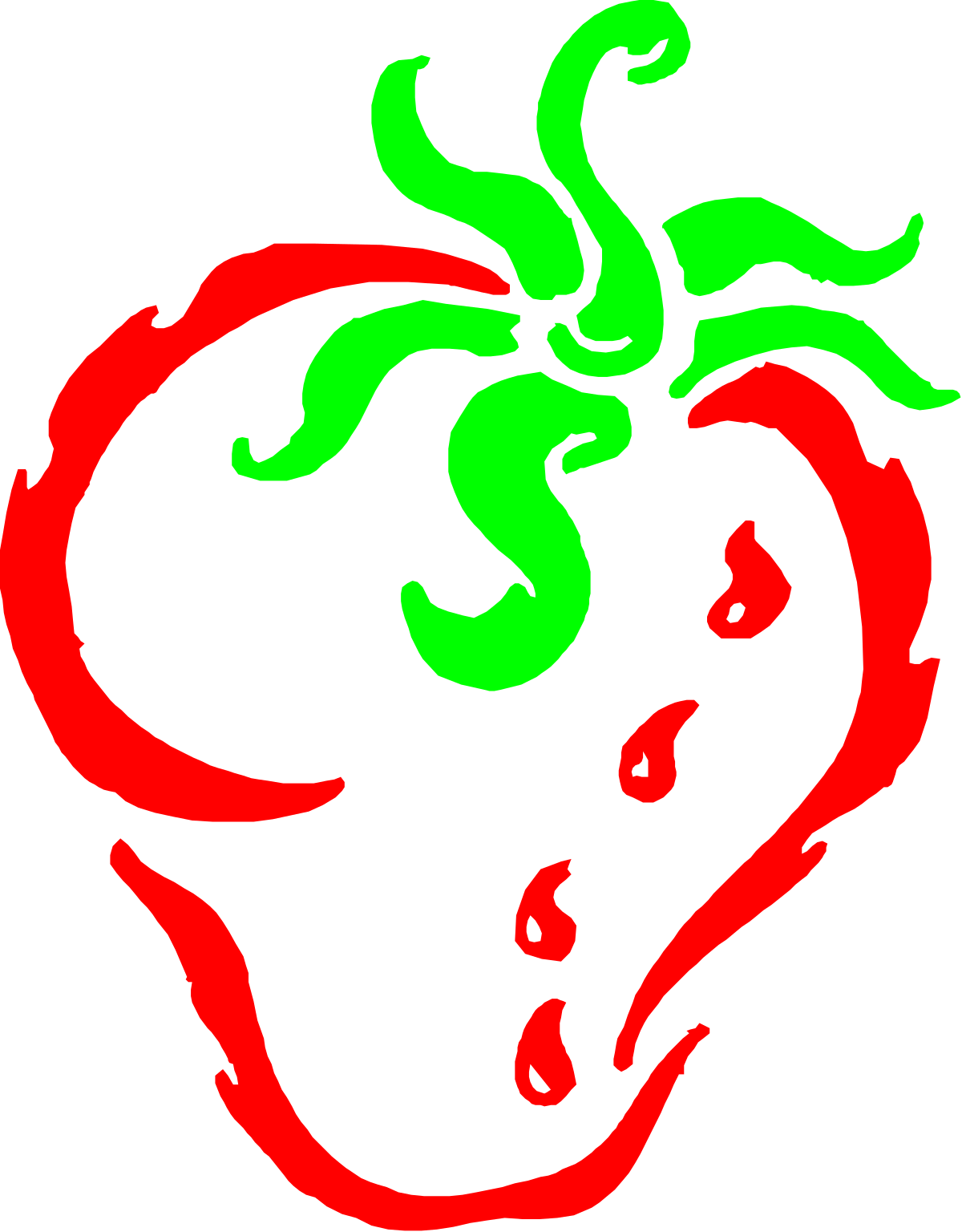 Vibrant Red and Green Strawberry Clipart with Green Stem