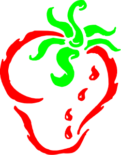 Vibrant Red and Green Strawberry Clipart with Green Stem