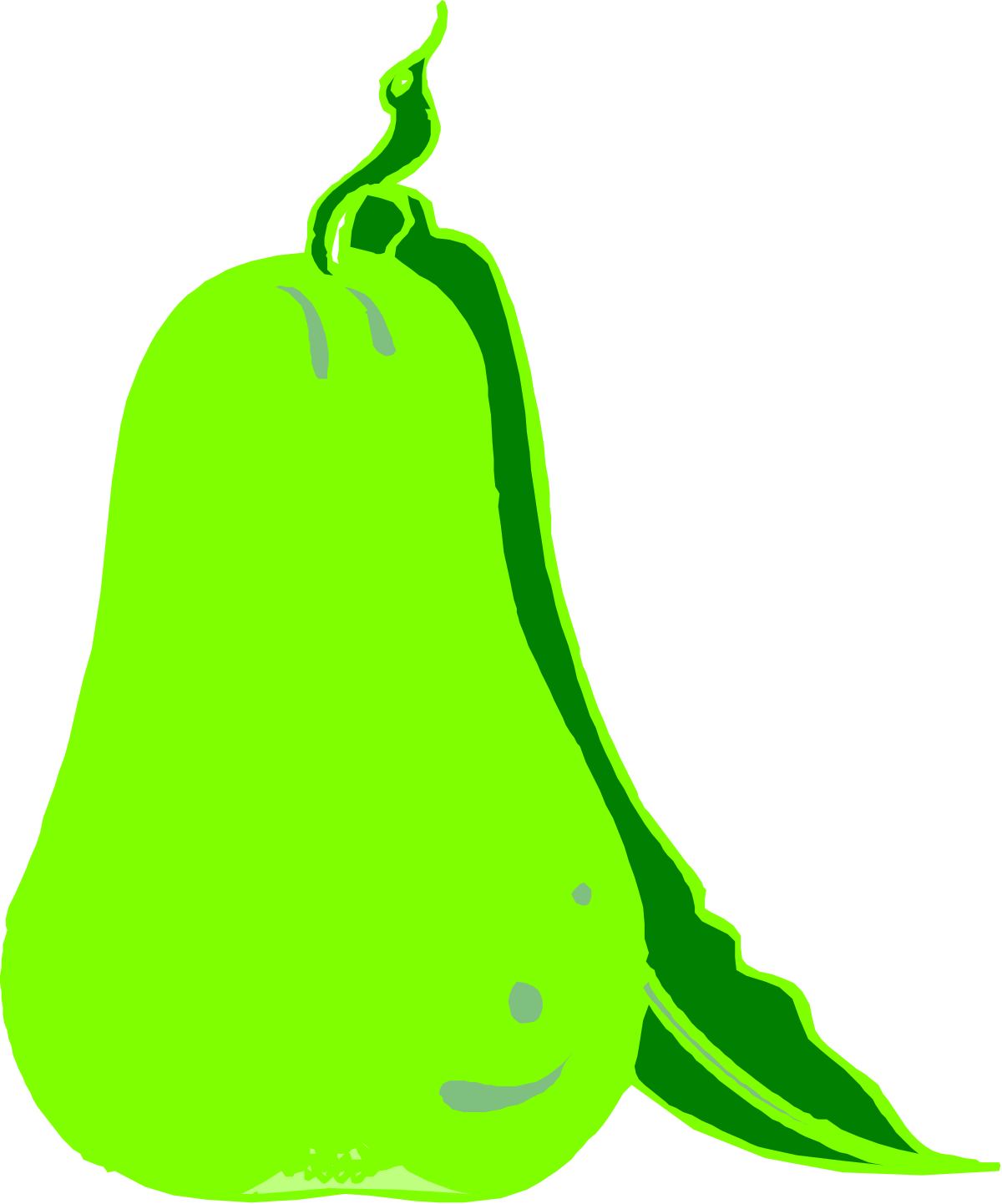 Green Pear Clipart on Black Background - Fresh and Vibrant