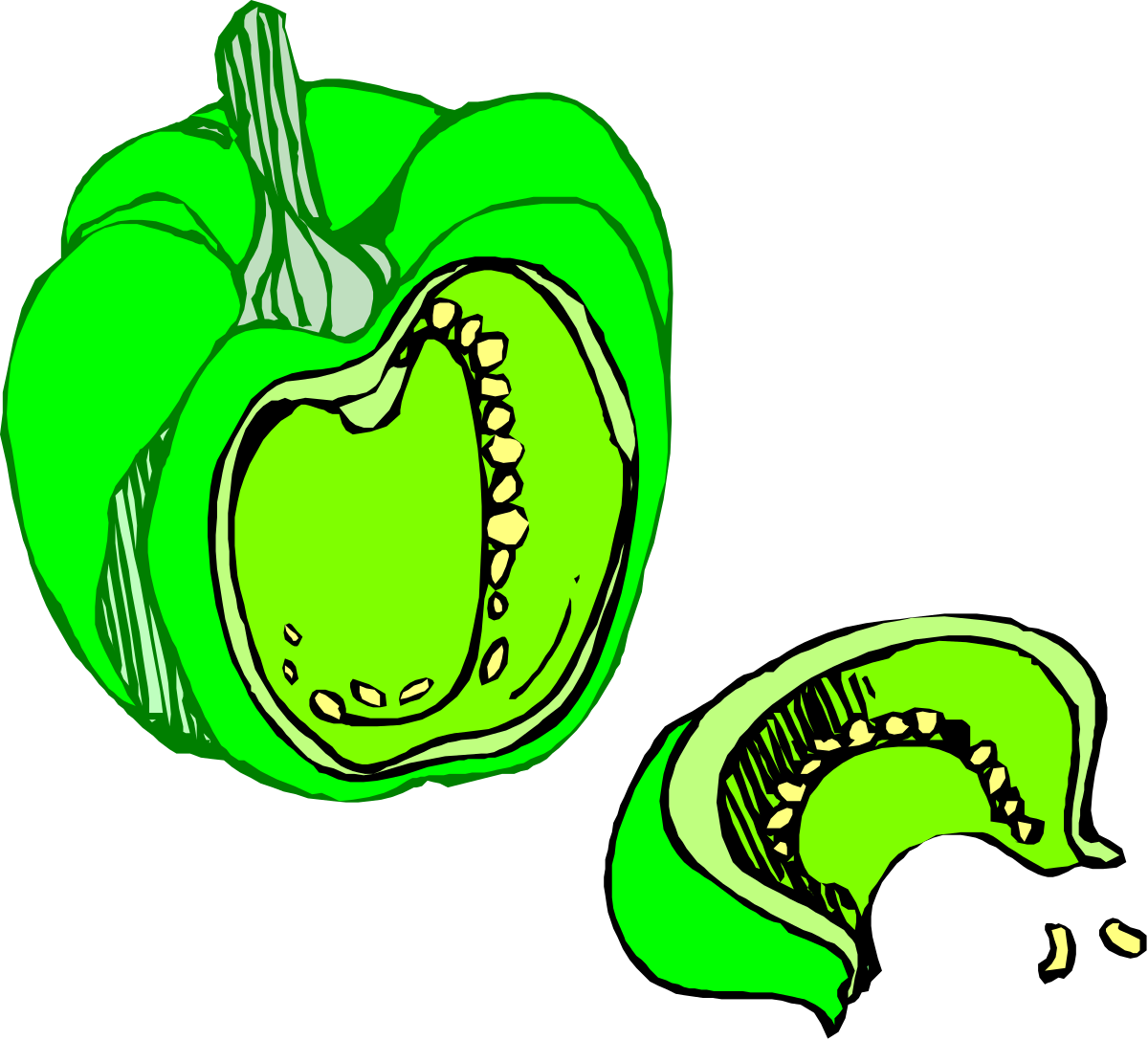 a green pepper with a bite in the middle clip art png transparent Green Pepper Clipart with a Bite - Fresh and Delicious Visuals