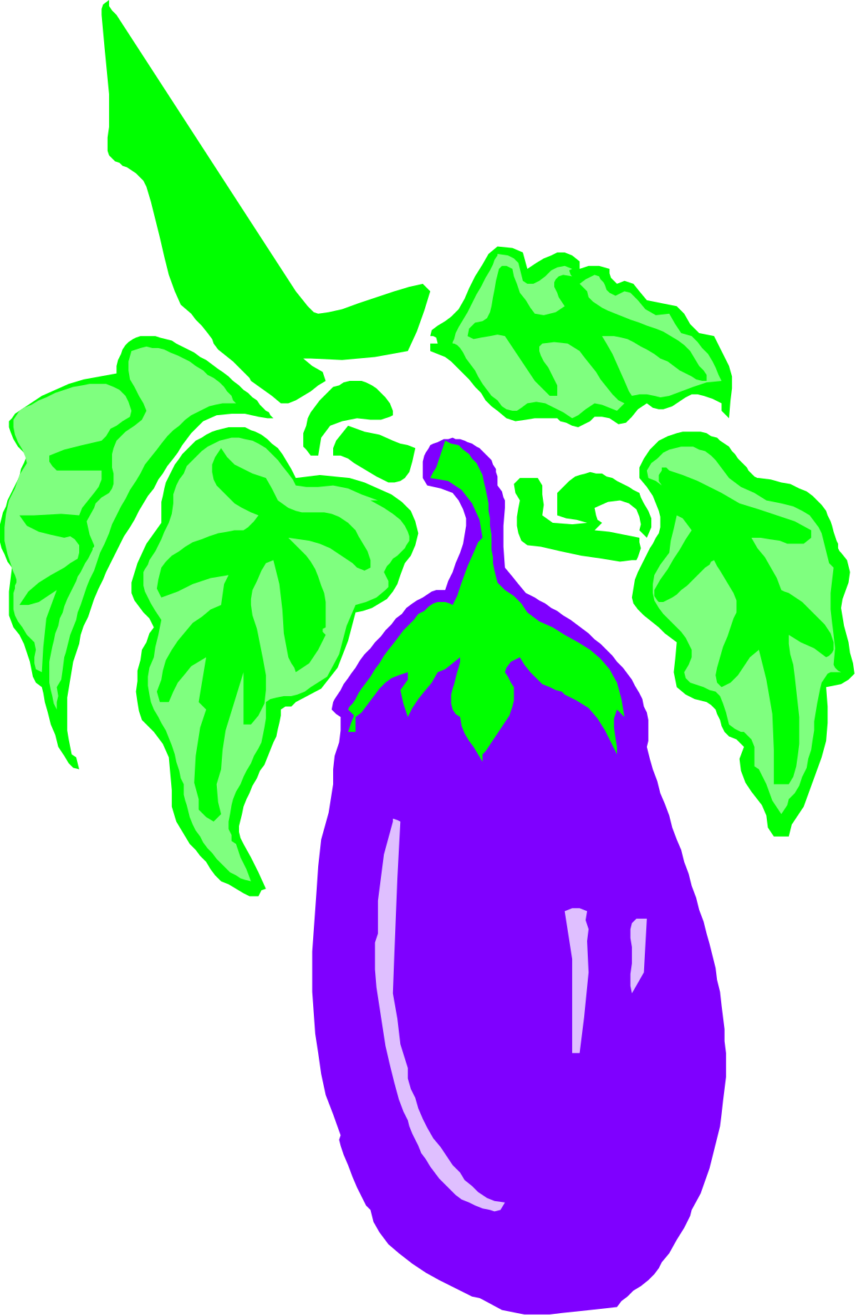 Purple and Green Plant Clipart for Vibrant Designs