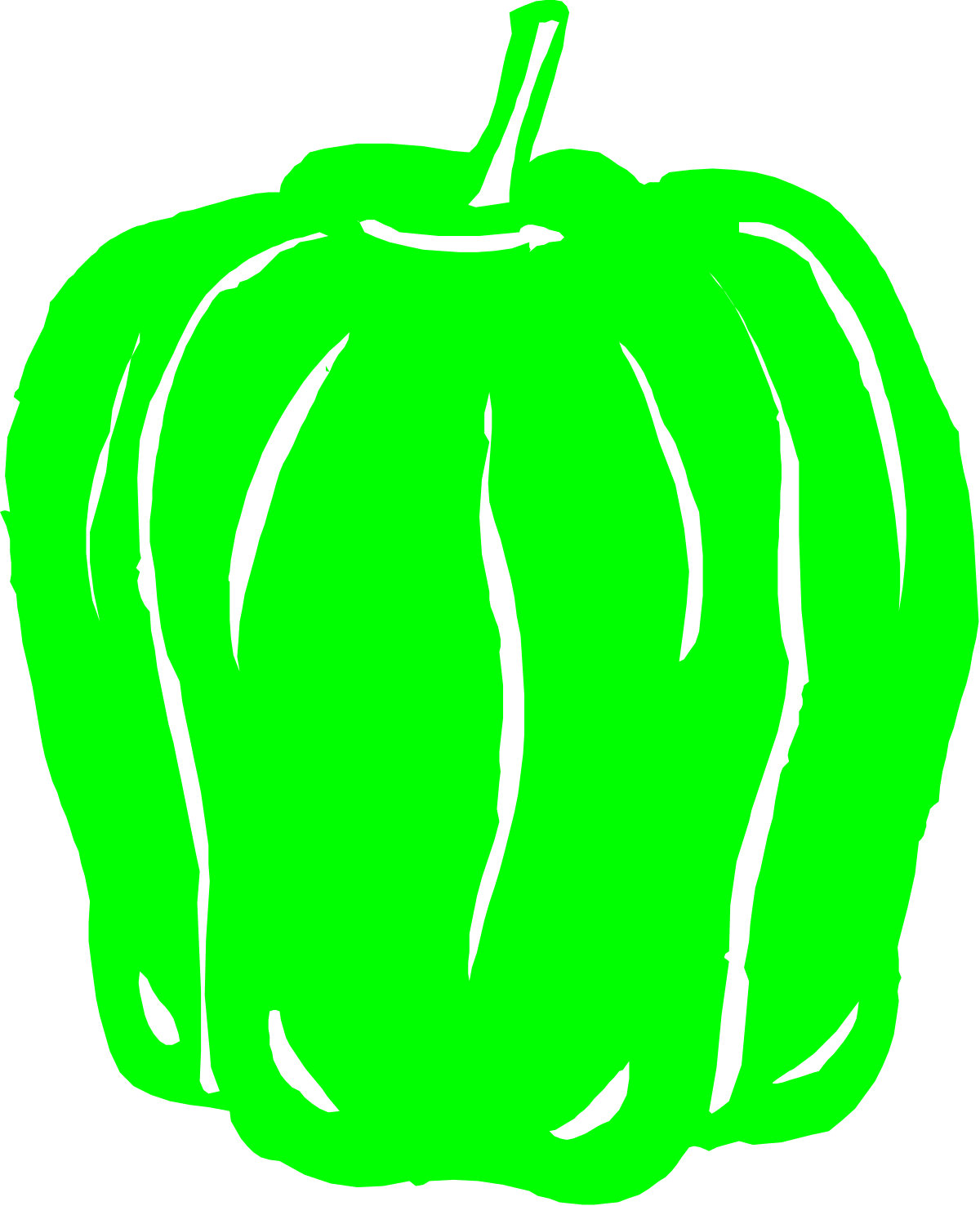 Green Pumpkin Clipart on Black Background - Perfect for Fall Designs