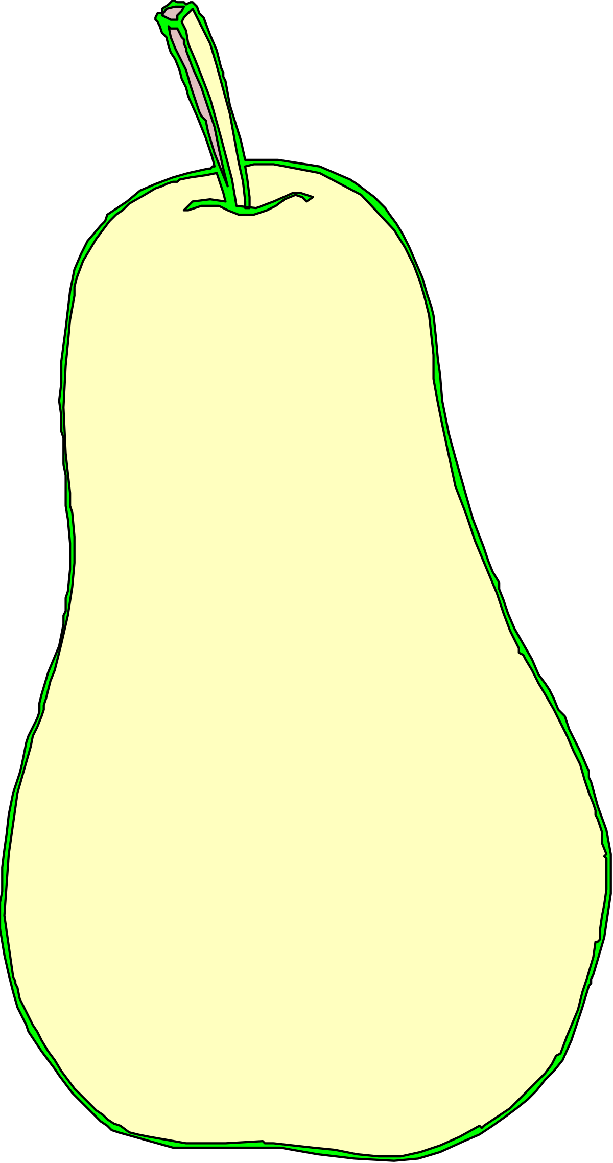 Pear Clipart with Green Stem: Fresh and Juicy Illustrations