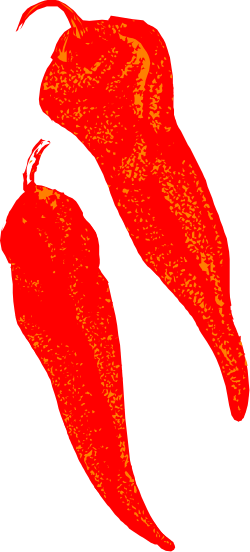 Chili Peppers Clipart: Two Vibrant Red Peppers on Black Background