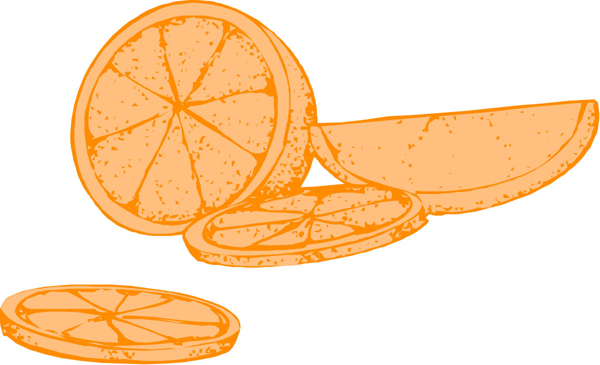 Sliced Orange on Black Background - Vibrant Citrus Clipart