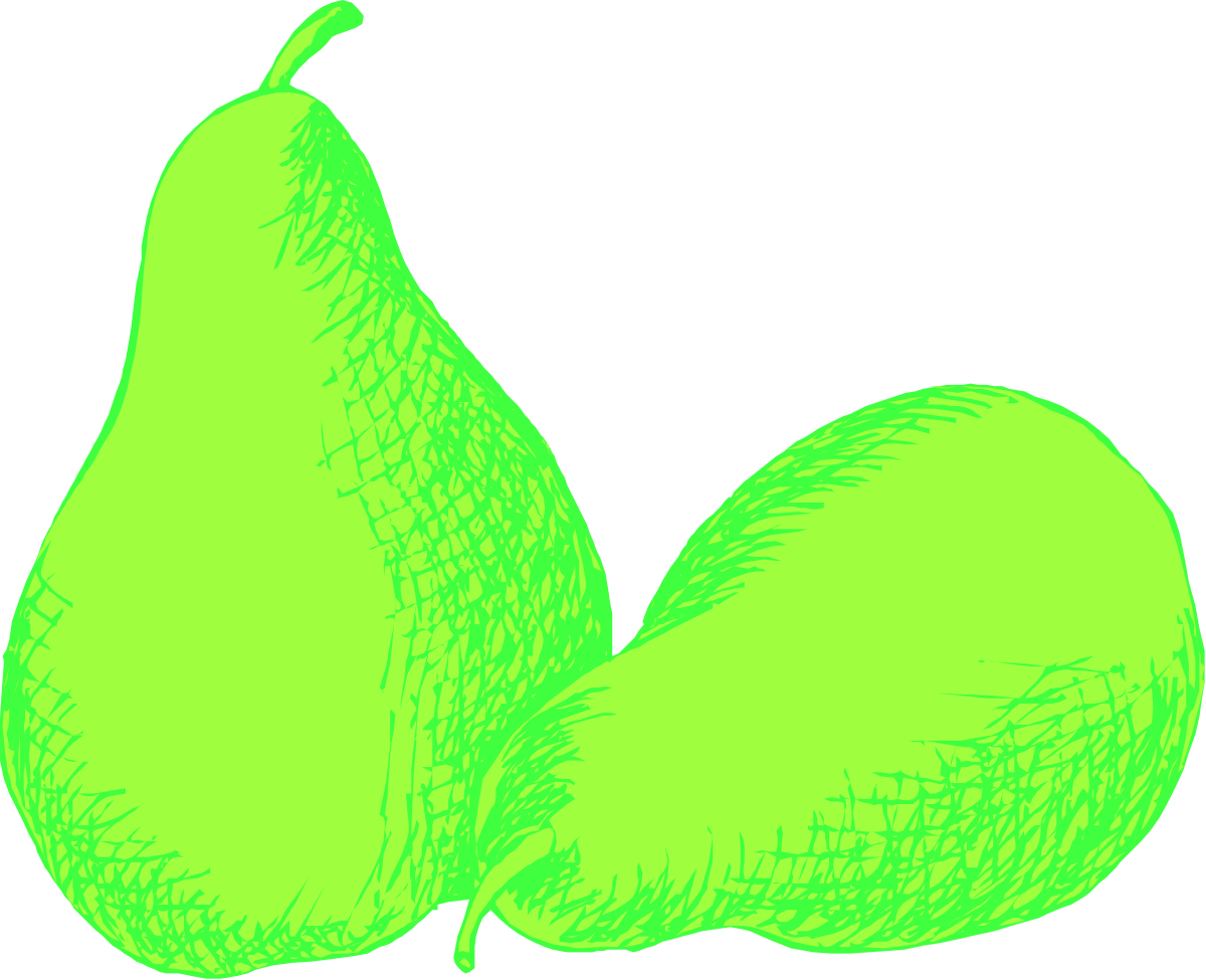 Green Pear Clipart on Black Background - Fresh Fruit Image