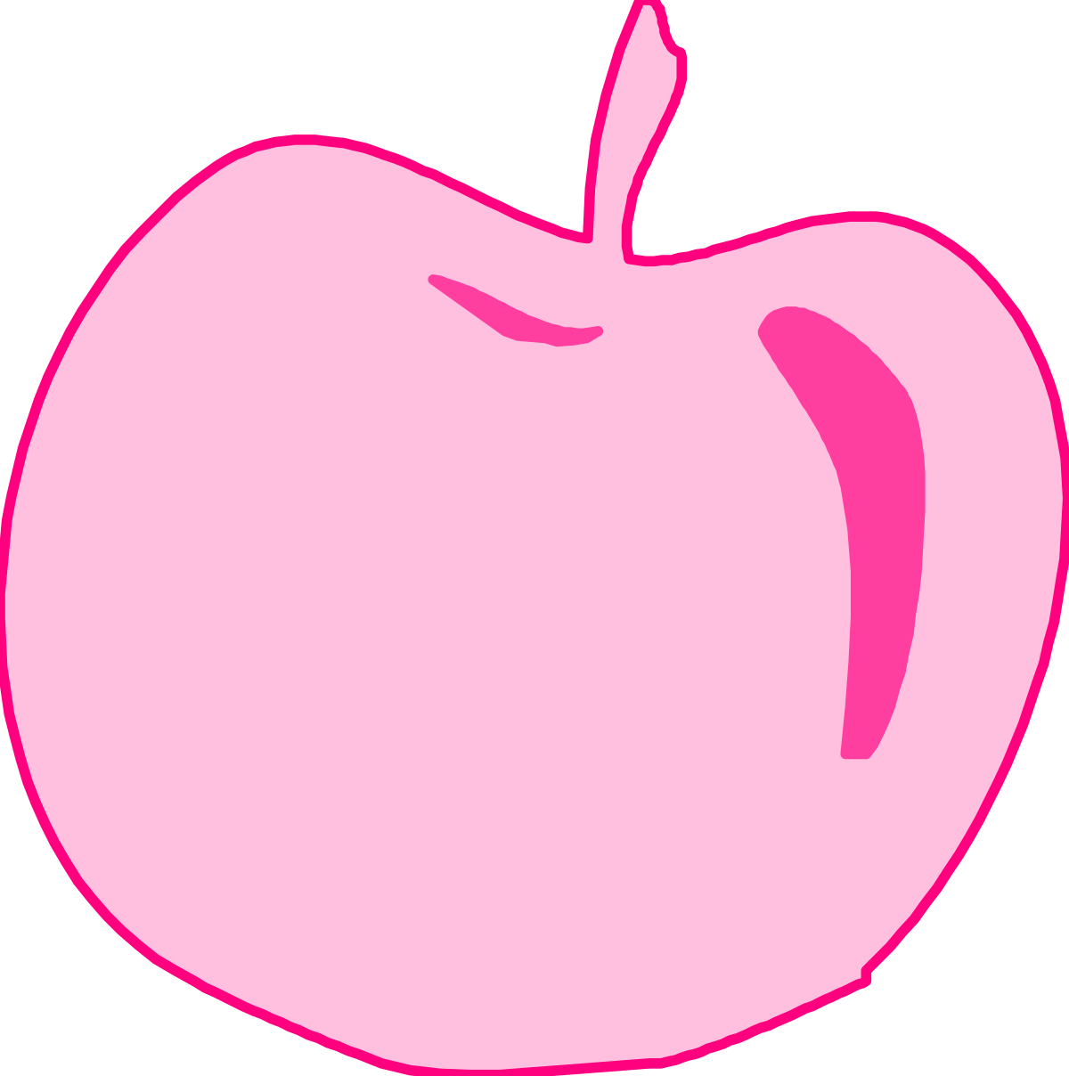 Apple Clipart with Pink Outline - Fresh and Vibrant