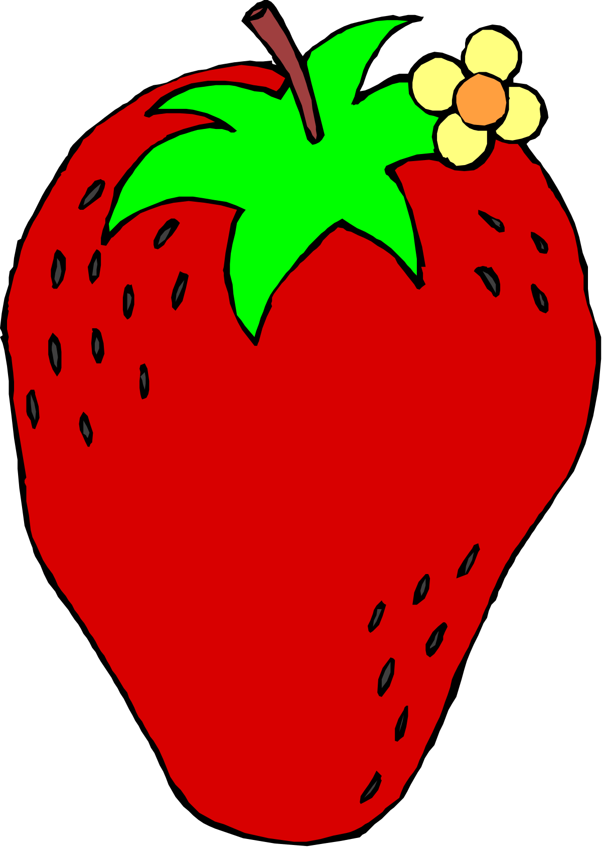 a red strawberry with a green leaf on top clip art png transparent Red Strawberry with Green Leaf - Fresh and Juicy Clipart