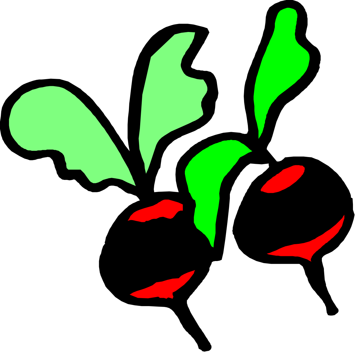 Green and Red Fish Swimming in Water Clipart