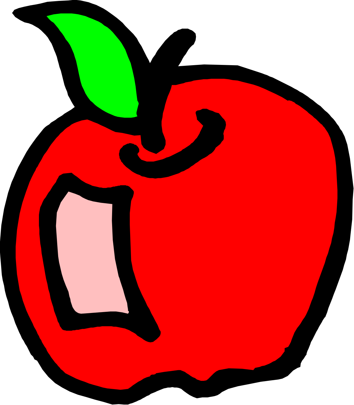 Apple with Green Leaf Clipart - Fresh and Vibrant Fruit Graphics