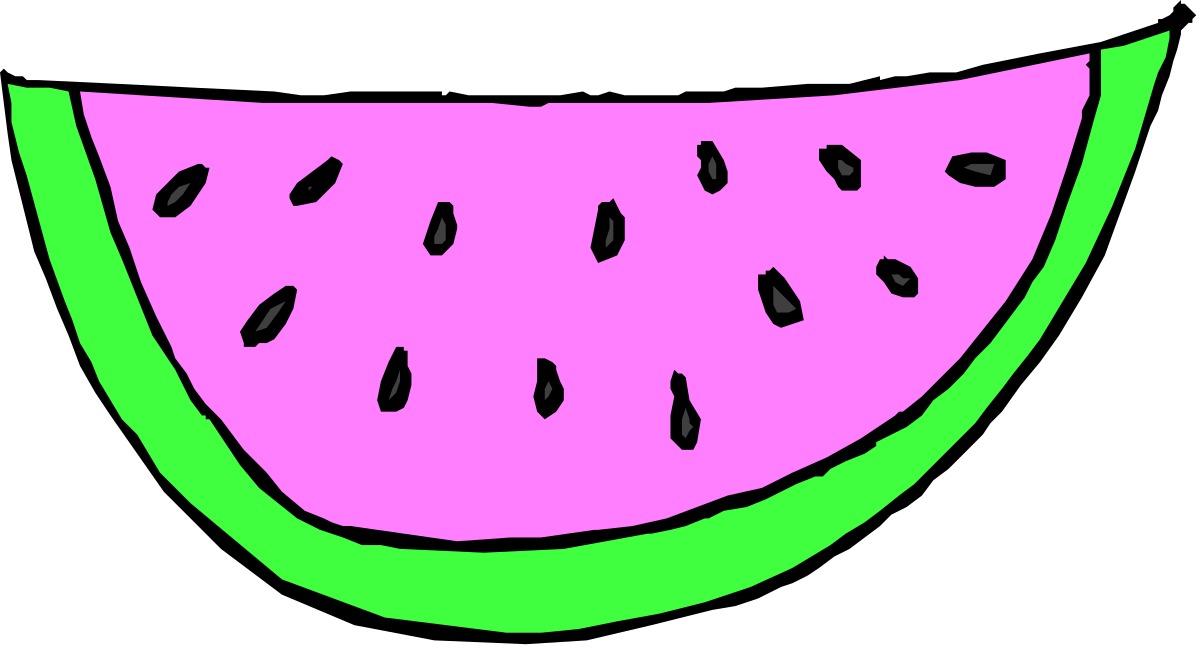 Watermelon Slice Clipart with Green Edge - Refreshing Summer Fruit Art
