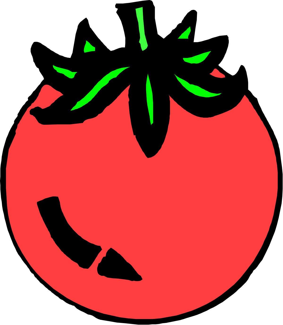 Tomato Clipart with Green Stem - Fresh Produce Vector Illustration