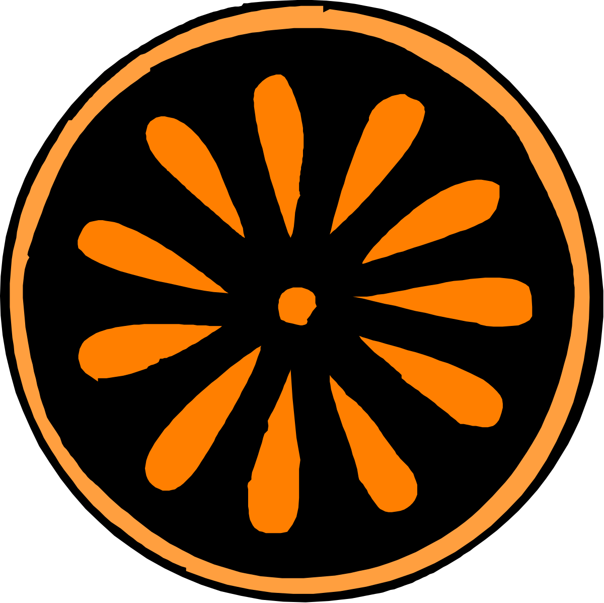 Vibrant Orange Circle on Bold Black Background Clipart