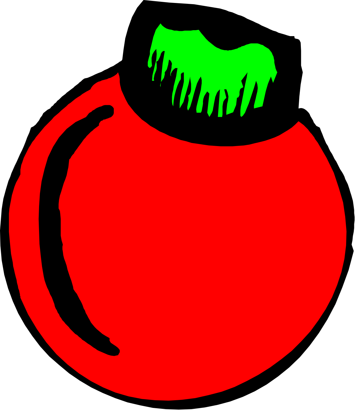 Red Apple with Green Paint Clipart - Vibrant Fruit Illustration