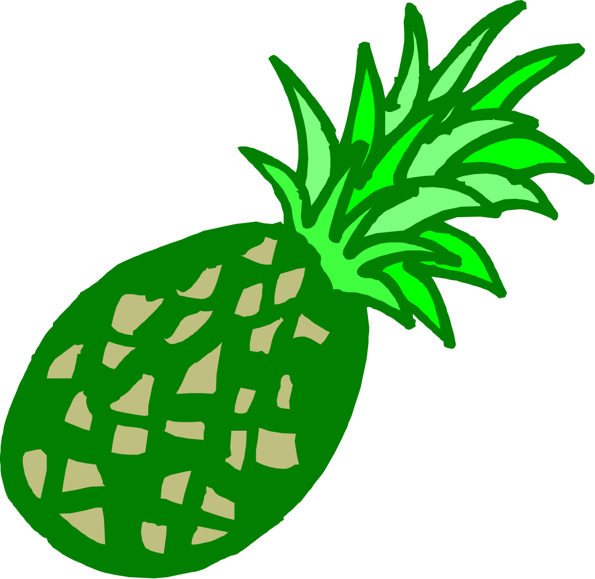Vibrant Green Pineapple with Black Background Clipart