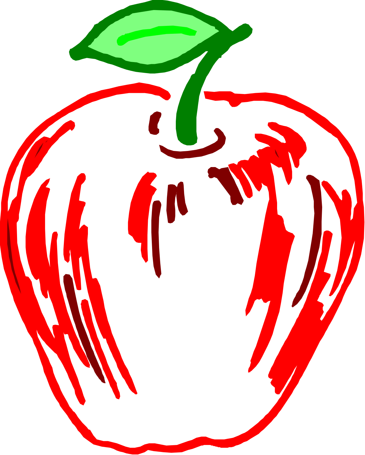 a red apple with a green leaf on top clip art png transparent Vibrant Red Apple with Green Leaf Clipart