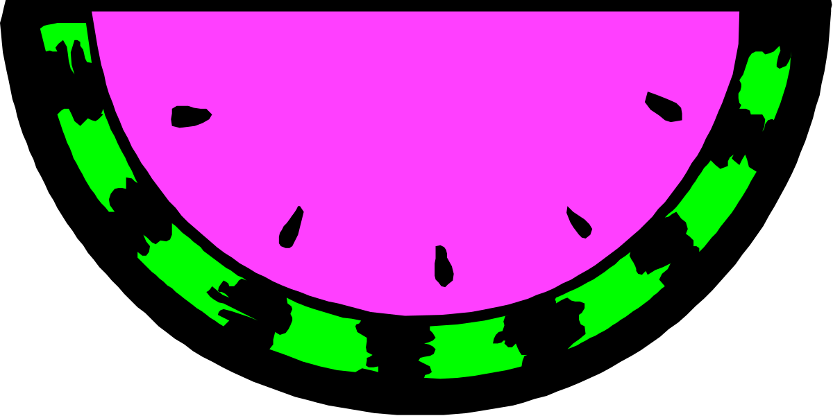 Pink and Green Watermelon Clipart on Black Background