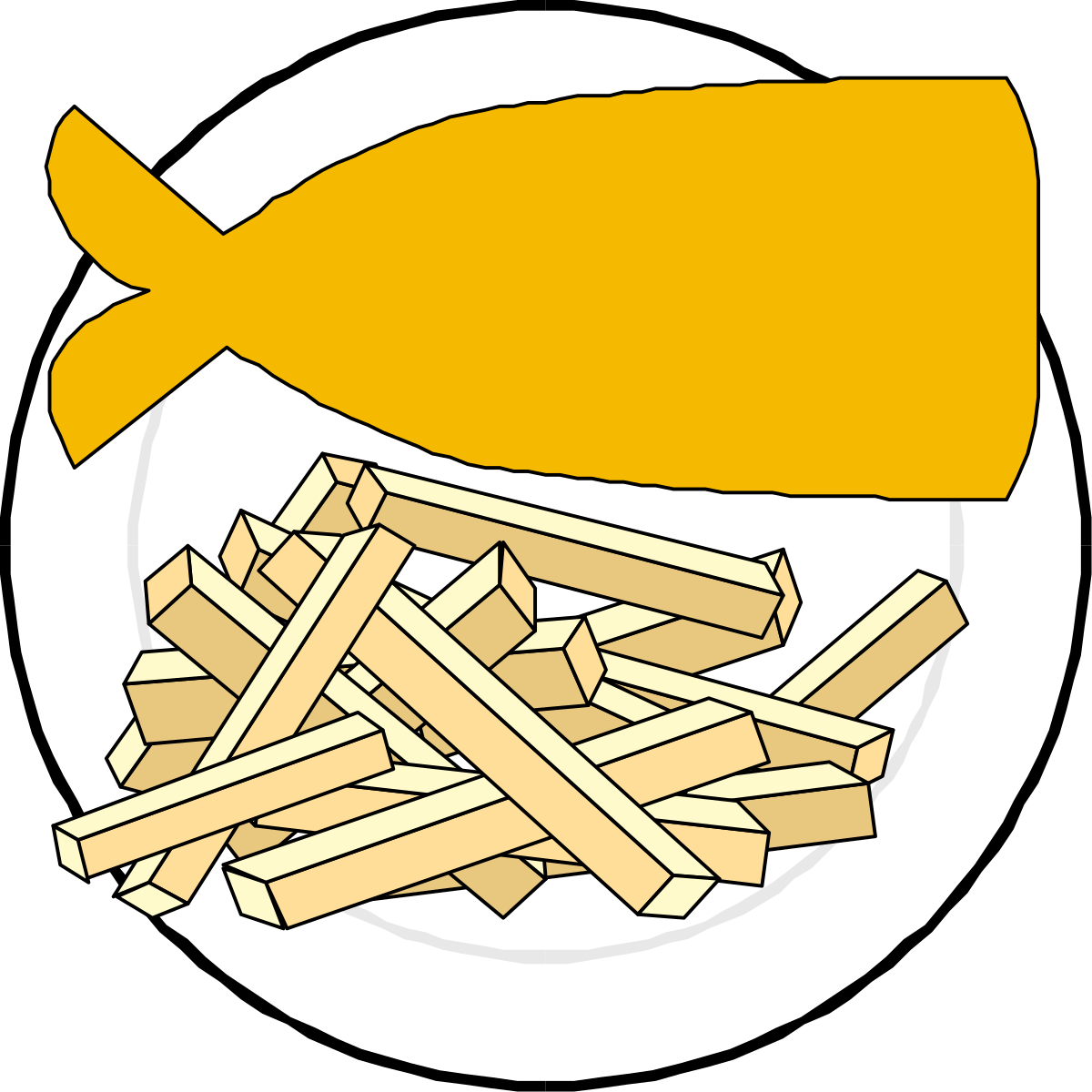 Fish and Fries on a Plate Clipart - Delicious Seafood Illustration