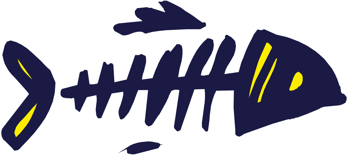 Fish Skeleton with Yellow Stripe Clipart: Unique Marine Illustrations