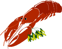 Lobster with Green Leaves Clipart - Vibrant Seafood Illustration