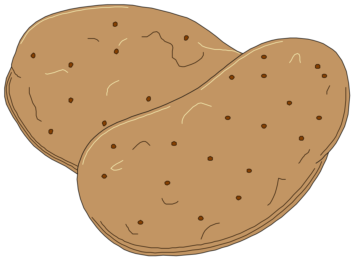 Potatoes on Black Background Clipart - Realistic Food Illustrations