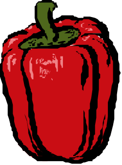 Red Pepper Clipart with Green Stem - Vibrant Vegetable Illustration