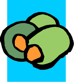 Green and Orange Flower on Blue Background - Vibrant Clipart Delight