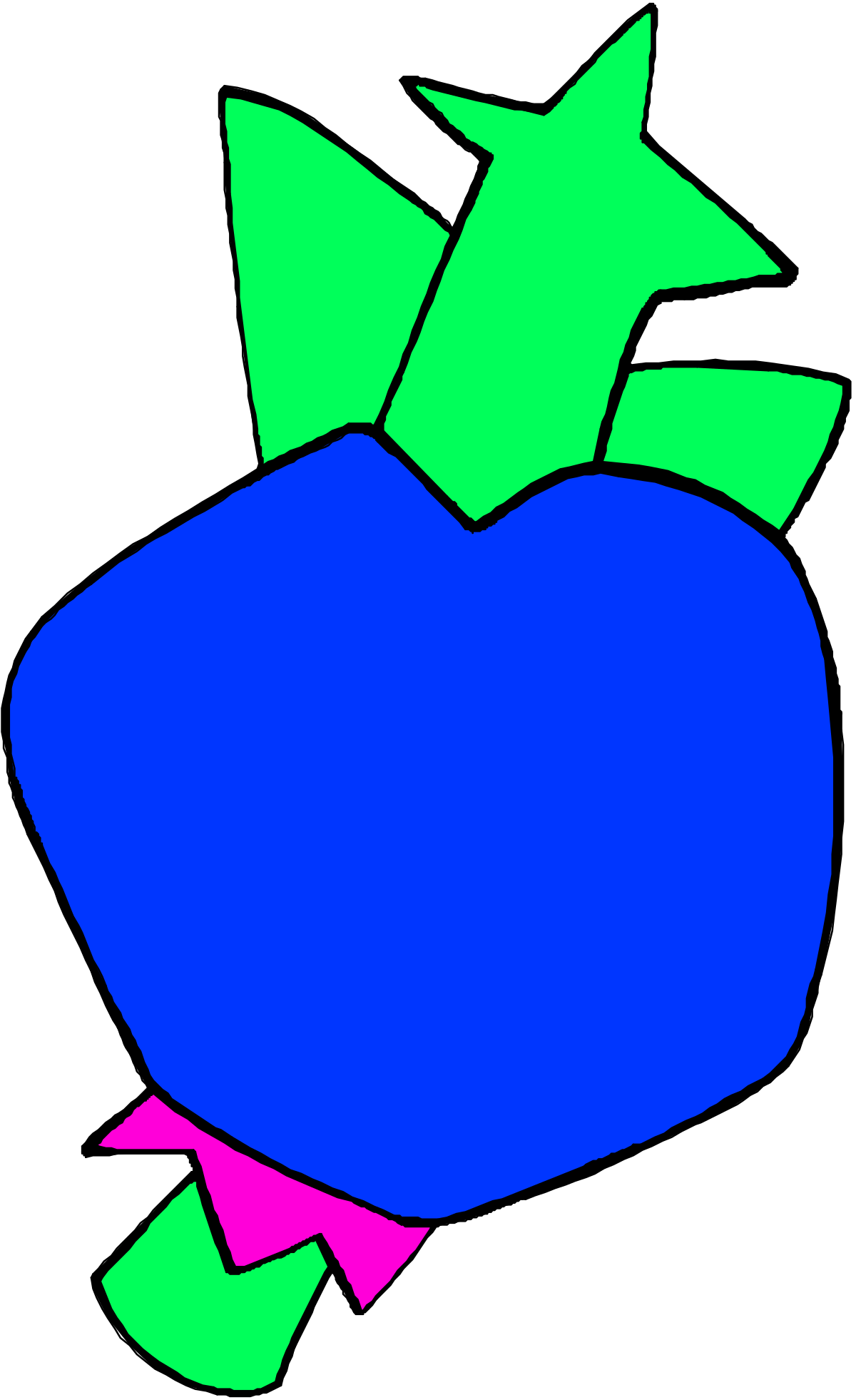 Blue and Green Apple Clipart with Leaf - Fresh and Vibrant Design
