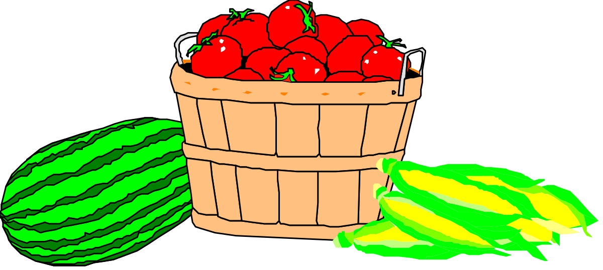 Basket of Tomatoes and Watermelon Clipart for Fresh Designs