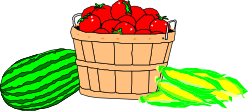 Basket of Tomatoes and Watermelon Clipart for Fresh Designs