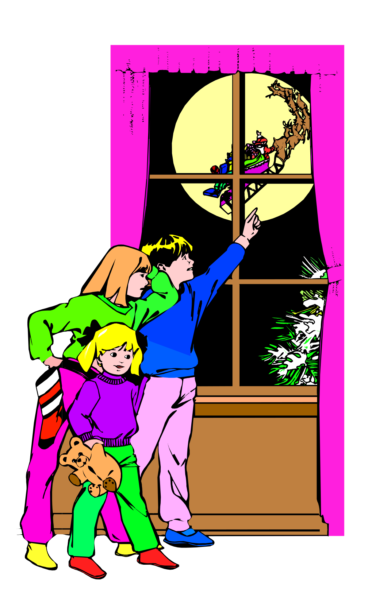 Window View Clipart: Man and Woman Gazing Outdoors