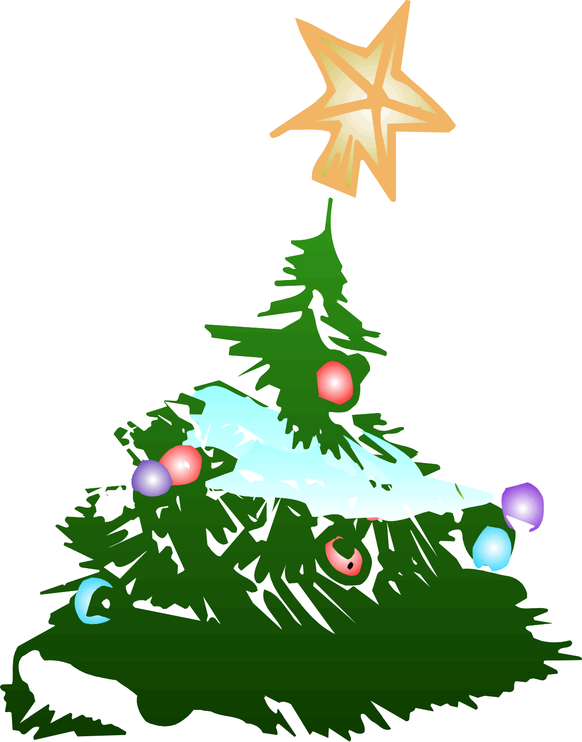 Christmas Tree Clipart with Star on Top - Festive Holiday Decor