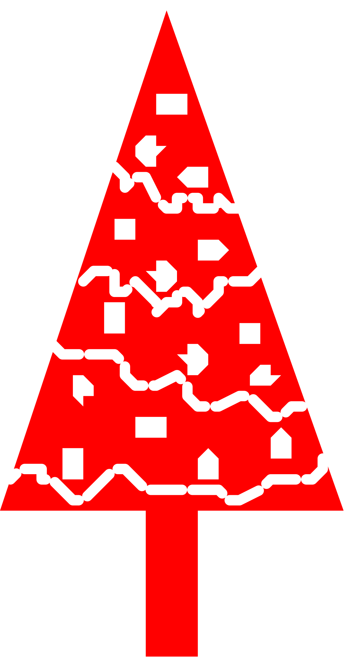 Red Christmas Tree with White Lines - Festive Clipart