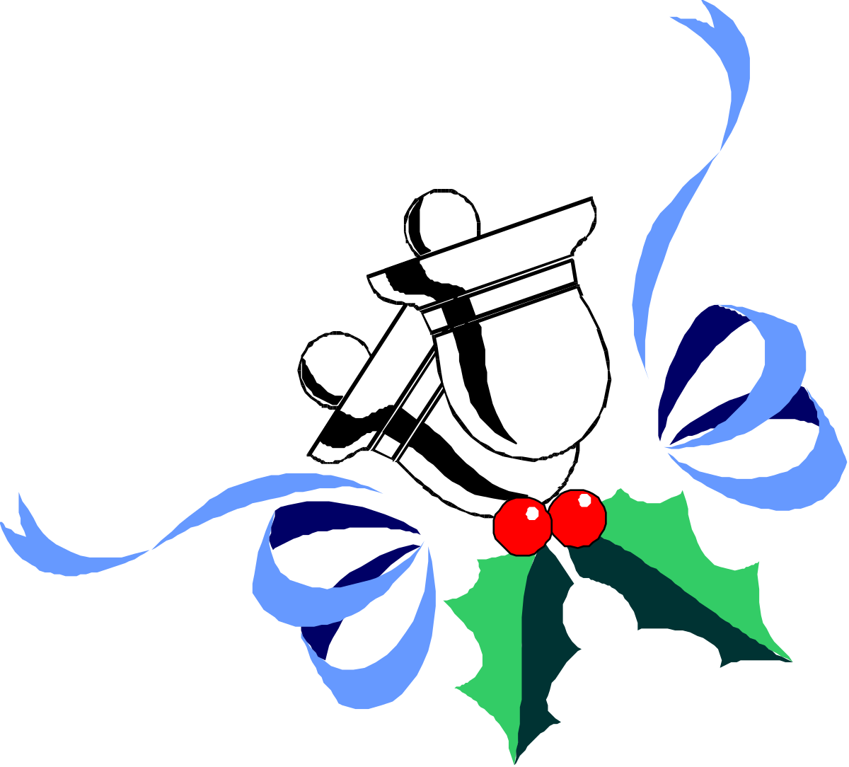 White Christmas Elf with Red Nose and Blue Bow - Festive Clipart
