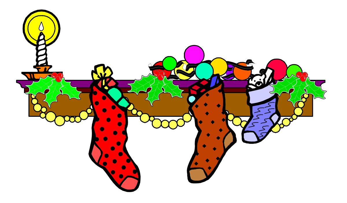 Christmas Stocking with Candles and Candy - Festive Clipart
