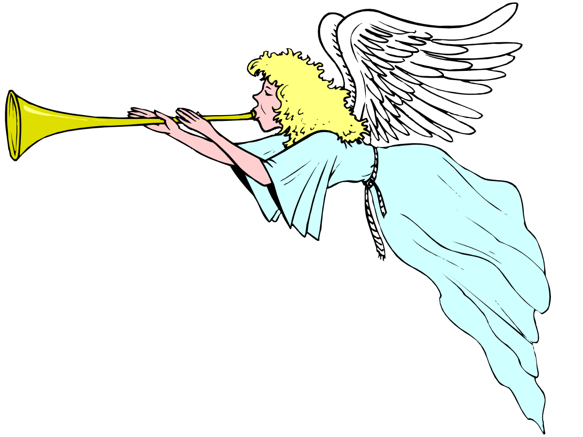 Angel Blowing Trumpet Clipart - Heavenly Music Illustration