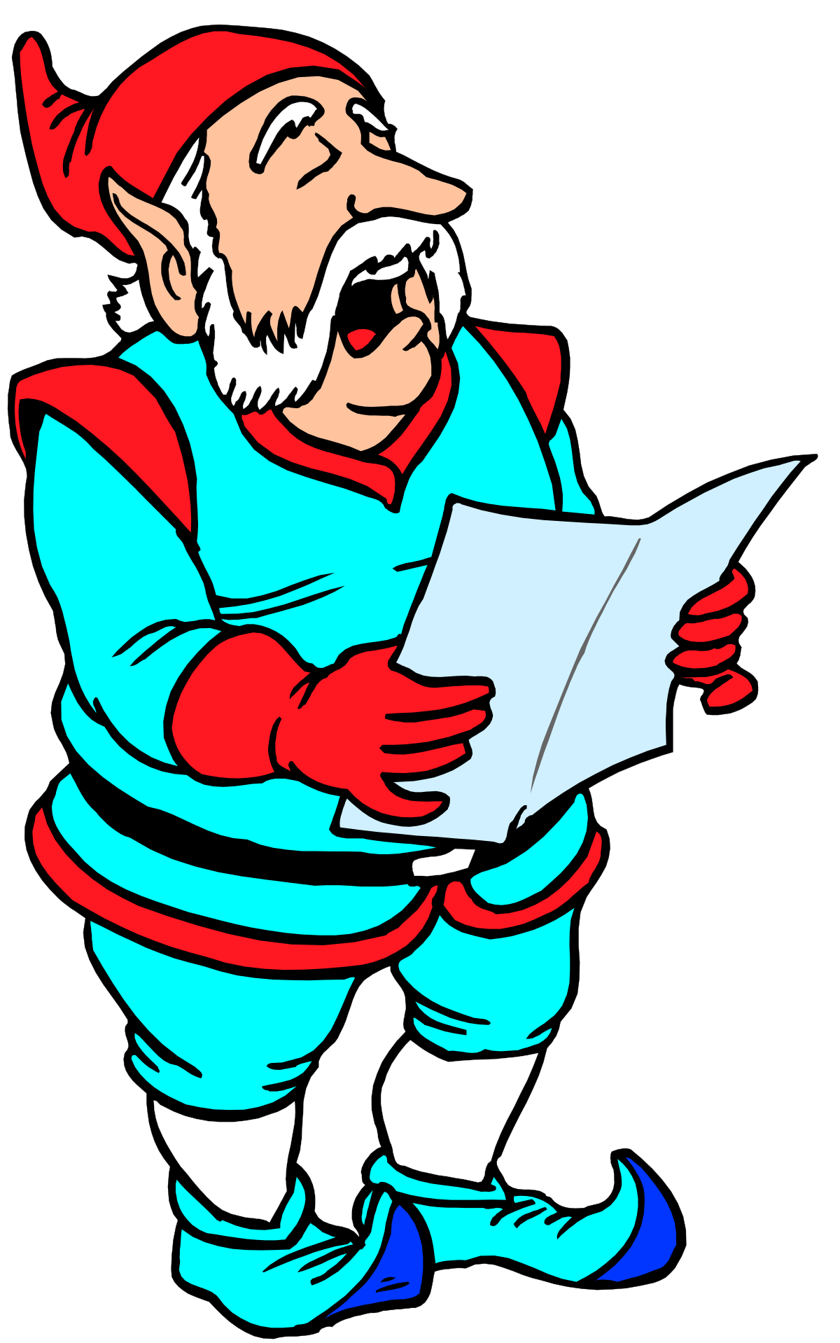 a cartoon santa reading a letter clip art png transparent Cartoon Santa Reading a Letter - Festive Clipart for Holiday Cheer