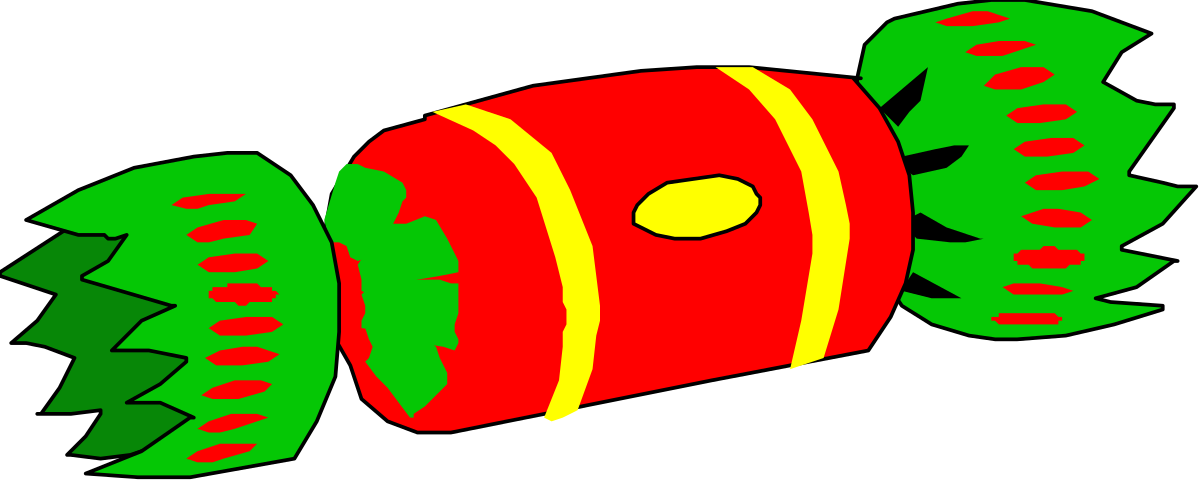 Vibrant Red and Green Fish with Yellow Stripe Clipart
