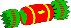 Vibrant Red and Green Fish with Yellow Stripe Clipart