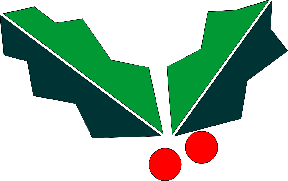 Christmas Holly Clipart: Vibrant Green and Red Decorative Elements