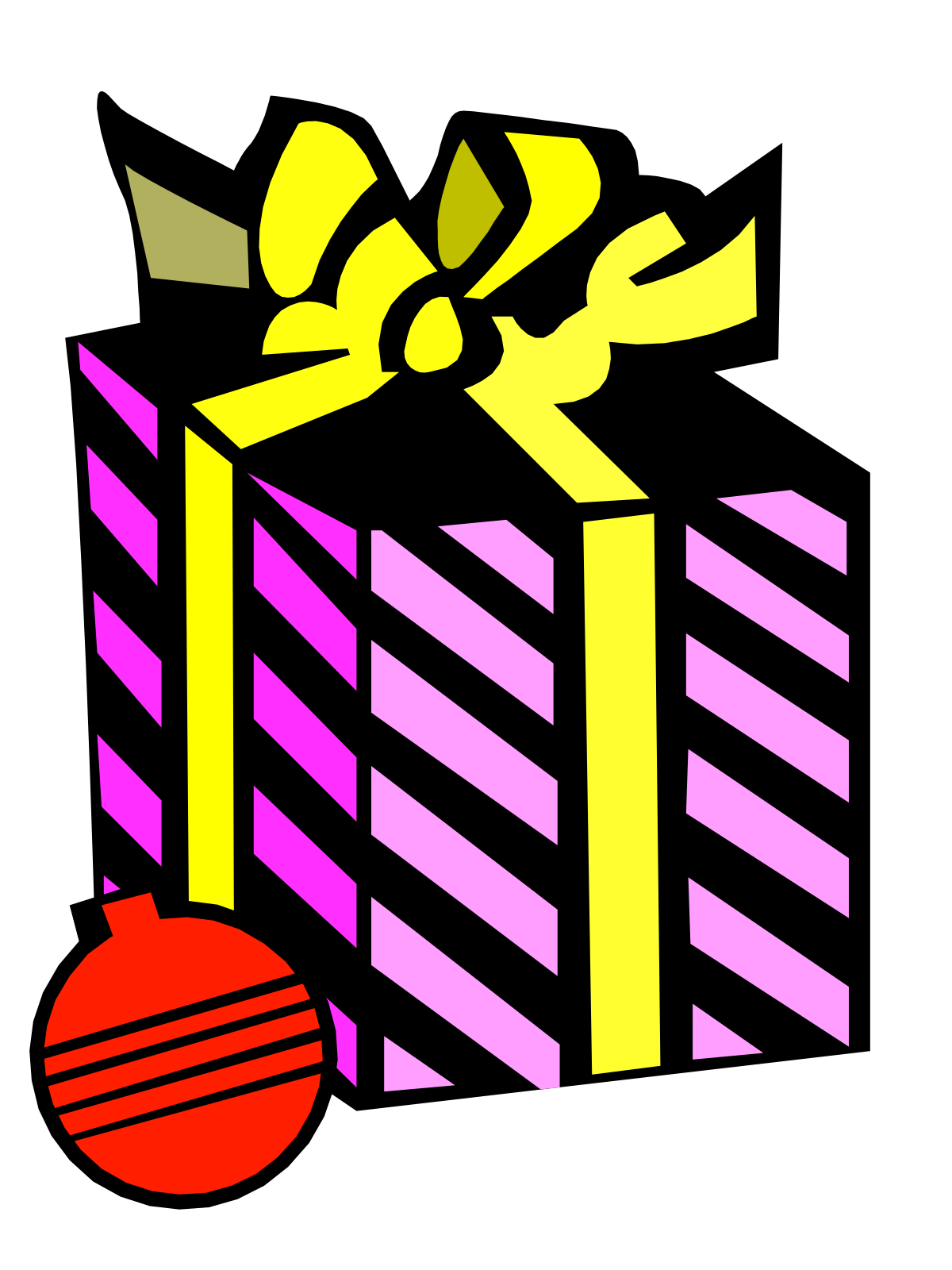 a gift box with a bow and a ball clip art png transparent Gift Box with Bow and Ball Clipart - Perfect for Celebrations