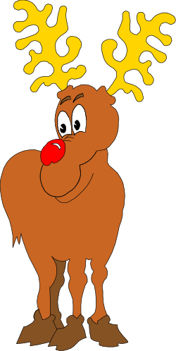 Cartoon Reindeer with Red Nose and Antlers - Fun Holiday Clipart